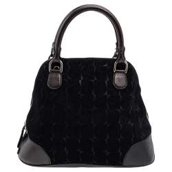 Pre Owned Aigner Black Signature Suede and Leather Satchel