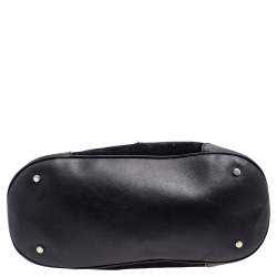 Pre Owned Aigner Black Signature Suede and Leather Satchel