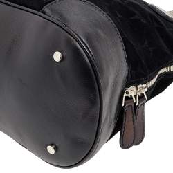 Pre Owned Aigner Black Signature Suede and Leather Satchel