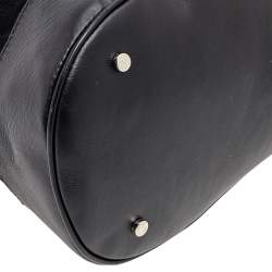 Pre Owned Aigner Black Signature Suede and Leather Satchel