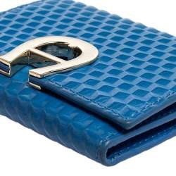 Pre Owned Aigner Blue Embossed Leather Geneva Compact Wallet