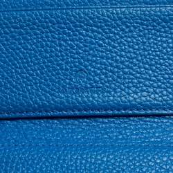 Pre Owned Aigner Blue Embossed Leather Geneva Compact Wallet