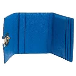 Pre Owned Aigner Blue Embossed Leather Geneva Compact Wallet