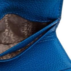 Pre Owned Aigner Blue Embossed Leather Geneva Compact Wallet