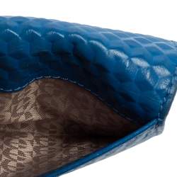 Pre Owned Aigner Blue Embossed Leather Geneva Compact Wallet