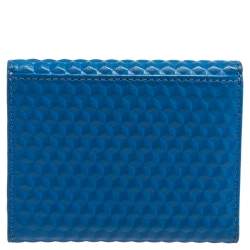 Pre Owned Aigner Blue Embossed Leather Geneva Compact Wallet