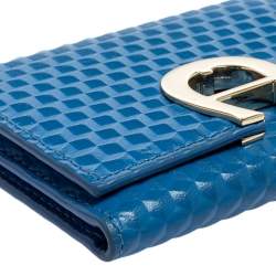 Pre Owned Aigner Blue Embossed Leather Geneva Compact Wallet