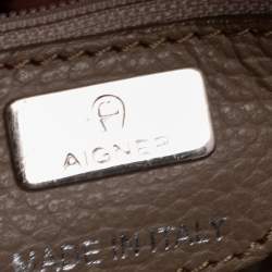 Pre Owned Aigner Grey Leather Mini Cybill Tote