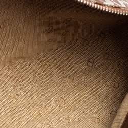 Pre Owned Aigner Monogram Silver/Brown Signature Fabric and Leather Shoulder Bag