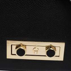 Pre Owned Aigner Black Glossy Leather Siena Top Handle Bag