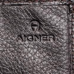 Aigner Beige/Brown Signature Canvas and Leather Flap Continental Wallet