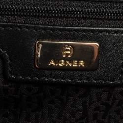 Pre Owned Aigner Black Quilted Leather Diadora Shoulder Bag