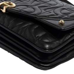 Pre Owned Aigner Black Quilted Leather Diadora Shoulder Bag