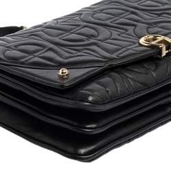 Pre Owned Aigner Black Quilted Leather Diadora Shoulder Bag