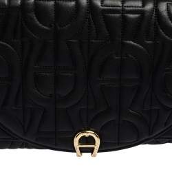 Pre Owned Aigner Black Quilted Leather Diadora Shoulder Bag