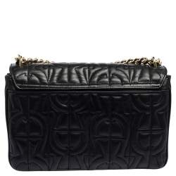 Pre Owned Aigner Black Quilted Leather Diadora Shoulder Bag