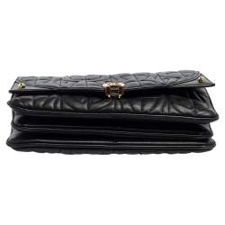 Pre Owned Aigner Black Quilted Leather Diadora Shoulder Bag