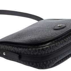 Aigner Black/Grey Coated Canvas Messenger Bag