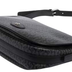 Aigner Black/Grey Coated Canvas Messenger Bag