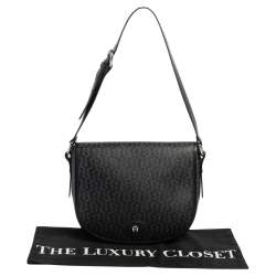 Aigner Black/Grey Coated Canvas Messenger Bag