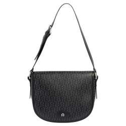 Aigner Black/Grey Coated Canvas Messenger Bag