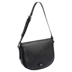Aigner Black/Grey Coated Canvas Messenger Bag