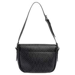 Aigner Black/Grey Coated Canvas Messenger Bag