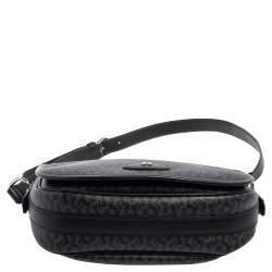 Aigner Black/Grey Coated Canvas Messenger Bag