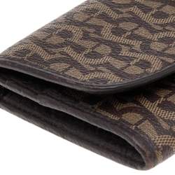 Pre Owned Aigner Brown Signature Coated Canvas and Leather Continental Flap Wallet