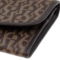 Pre Owned Aigner Brown Signature Coated Canvas and Leather Continental Flap Wallet