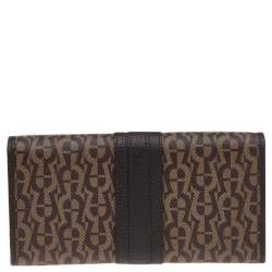 Pre Owned Aigner Brown Signature Coated Canvas and Leather Continental Flap Wallet