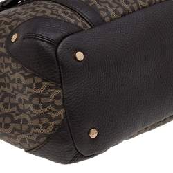 Pre Owned Aigner Dark Brown/Beige Signature Coated Canvas And Leather Tote