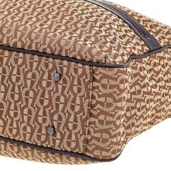 Pre Owned Aigner Dark Brown/Beige Signature Canvas And Leather Laptop Bag
