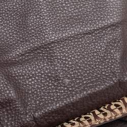 Pre Owned Aigner Beige/Brown Signature Canvas and Leather Flap Shoulder Bag