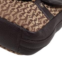 Pre Owned Aigner Beige/Brown Signature Canvas and Leather Flap Shoulder Bag