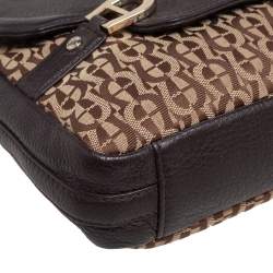 Pre Owned Aigner Beige/Brown Signature Canvas and Leather Flap Shoulder Bag