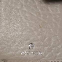 Pre Owned Aigner Beige Leather Trifold Wallet