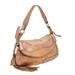 Pre Owned Aigner Bronze Leather Tassel Shoulder Bag