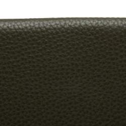 Pre Owned Aigner Olive Green Leather Flap Crossbody Bag