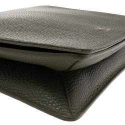 Pre Owned Aigner Olive Green Leather Flap Crossbody Bag