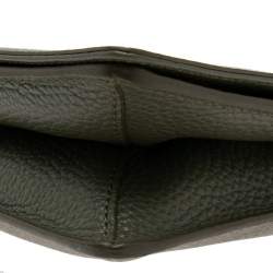 Pre Owned Aigner Olive Green Leather Flap Crossbody Bag