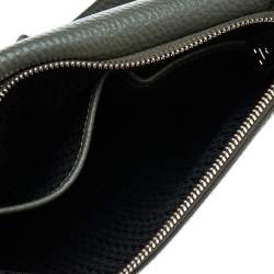 Pre Owned Aigner Olive Green Leather Flap Crossbody Bag