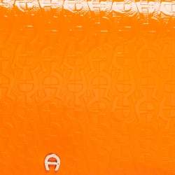 Pre Owned Aigner Tangerine Signature Embossed Patent and Leather Charm Shoulder Bag