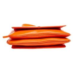 Pre Owned Aigner Tangerine Signature Embossed Patent and Leather Charm Shoulder Bag