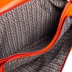 Pre Owned Aigner Tangerine Signature Embossed Patent and Leather Charm Shoulder Bag
