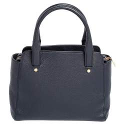 Pre Owned Aigner Navy Blue Leather Satchel