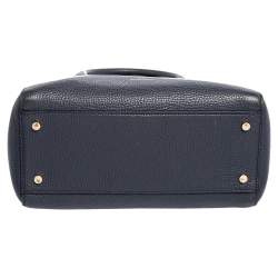 Pre Owned Aigner Navy Blue Leather Satchel