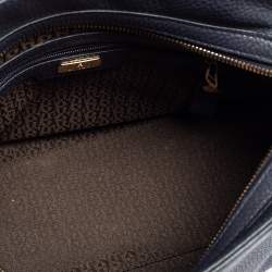 Pre Owned Aigner Navy Blue Leather Satchel