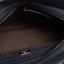 Pre Owned Aigner Navy Blue Leather Satchel