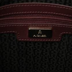 Pre Owned Aigner Burgundy Logo Embossed Leather Flap Crossbody Bag